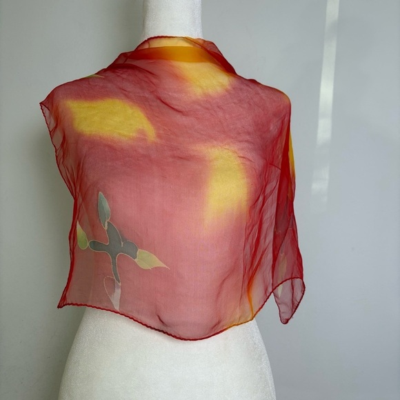 Artisan dyed silk square scarf artsy - Picture 8 of 10
